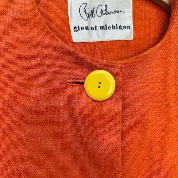 Bill Atkinson Glen of Michigan Women’s Orange Yellow  Button Mod A-line Coat - Picture 9 of 15